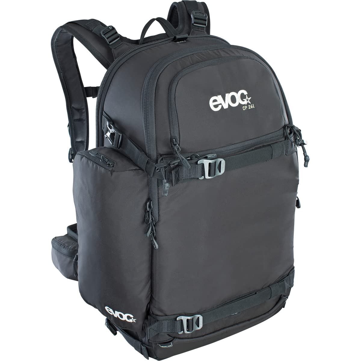EVOC CP 26L Outdoor camera backpack professional photo backpack for photo equipment (padded, ergonomic carrying system, strap system for ice axes, skis, snowboard or tripod), Black
