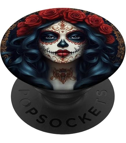 Colorful Floral Skulls Dia De Los Muertos PopSockets PopGrip