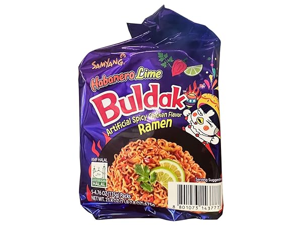 SAMYANG BULDAK SPICY RAMEN,HOT CHICKEN RAMEN,KOREAN STIR-FRIED INSTANT NOODLE,HABANERO LIME FLAVOR,1 BAG