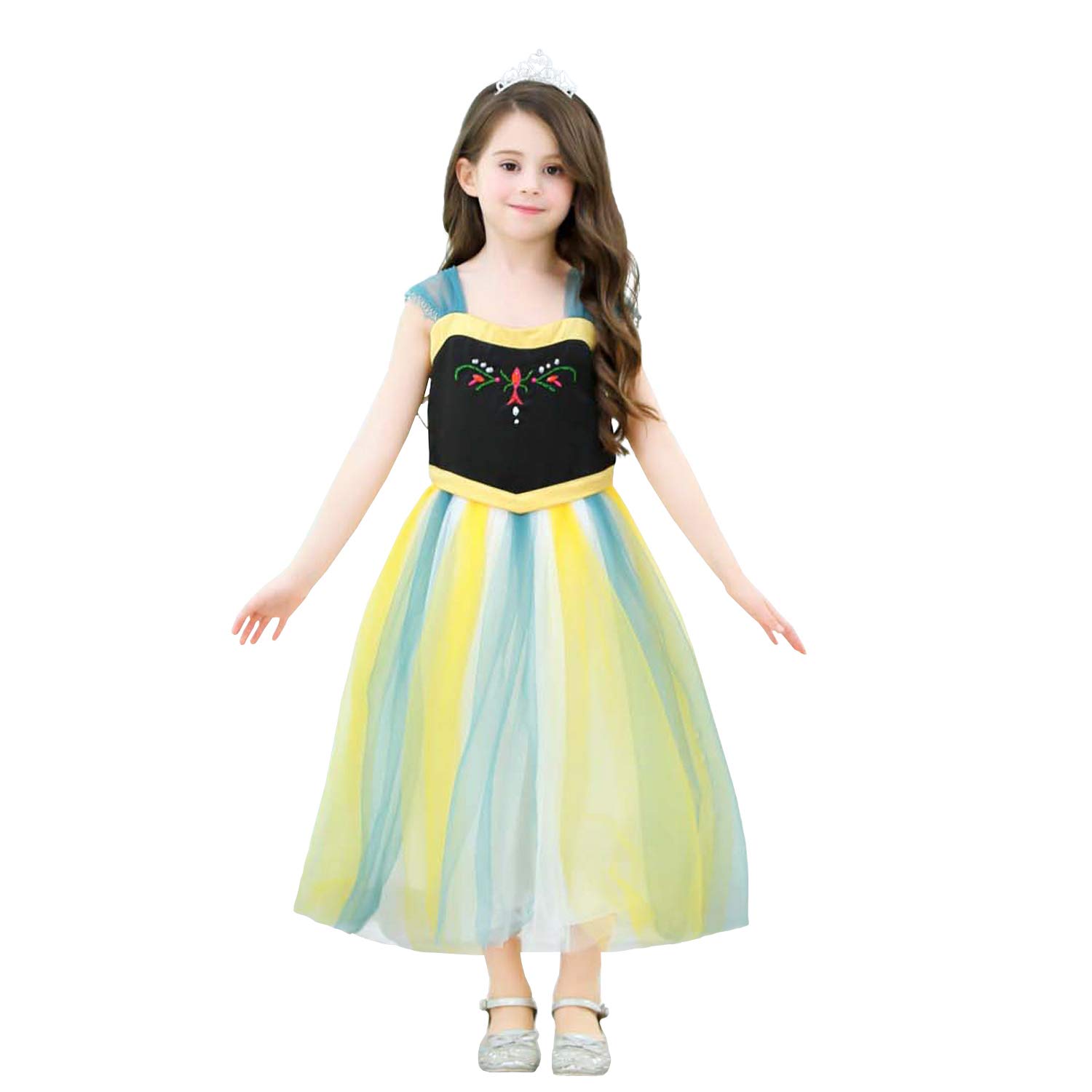 Lito Angels Princess Coronation Costume for Girls Kids Birthday Christmas Halloween Party Fancy Dress Up Age 4-5 Years