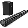 Saiyin Sound Bar for Smart TV with 5.25 Inch Subwoofer, 100W 24 Inch Soundbar for TV, TV Soundbar with Optical, ARC, AUX and Bluetooth 5.3 Inputs, Detachable Surround Sound System for TV