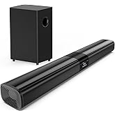 Saiyin Sound Bar for Smart TV with 5.25 Inch Subwoofer, 100W 24 Inch Soundbar for TV, TV Soundbar with Optical, ARC, AUX and Bluetooth 5.3 Inputs, Detachable Surround Sound System for TV
