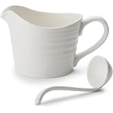 Portmeirion Sophie Conran Mini Sauce Jug &amp; Ladle Set, 1 Pint - White | Fine Porcelain Serving Jug with Matching Ladle for Gravy, Sauces, Dressings, Cream &amp; Milk, Microwave &amp; Dishwasher Safe