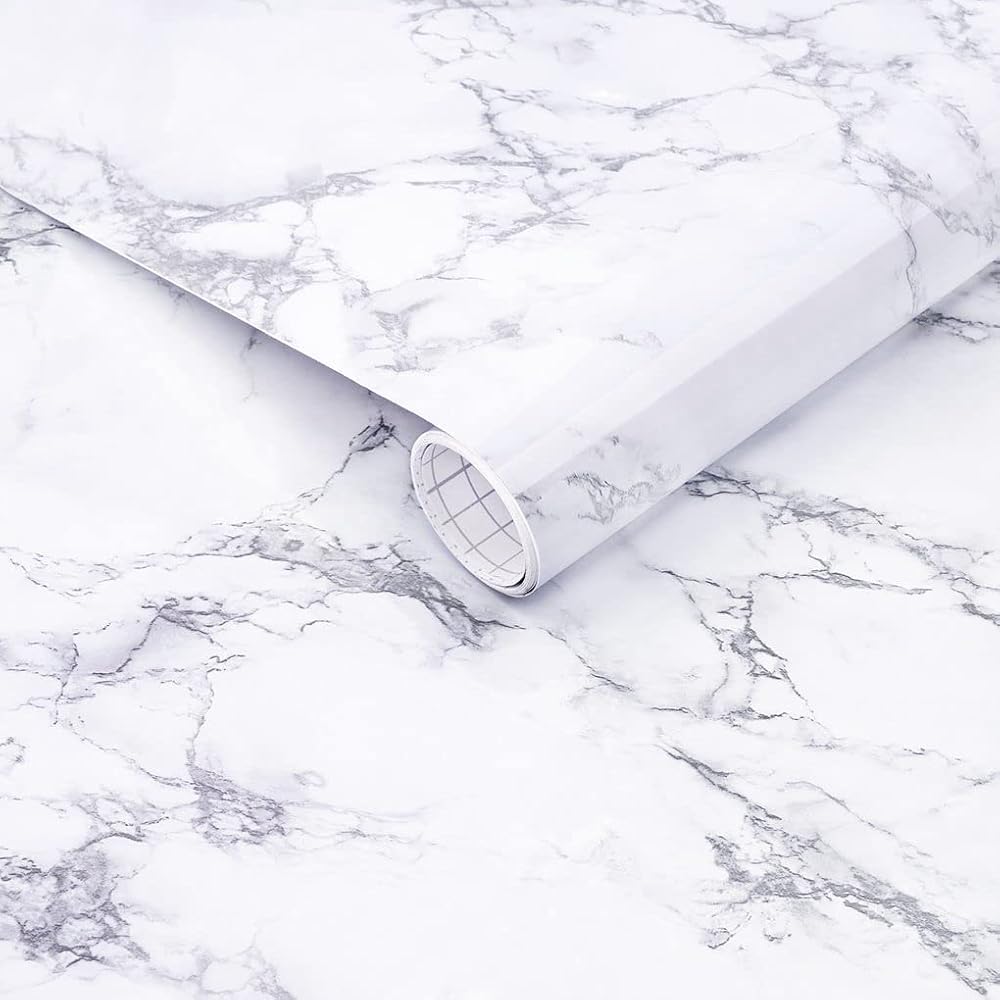 Arthome Marble Contact Paper 43.5cmx200cm Self Adhesive Wallpaper White Granite