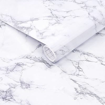 Arthome Marble Contact Paper 43.5cmx200cm Self Adhesive Wallpaper White Granite