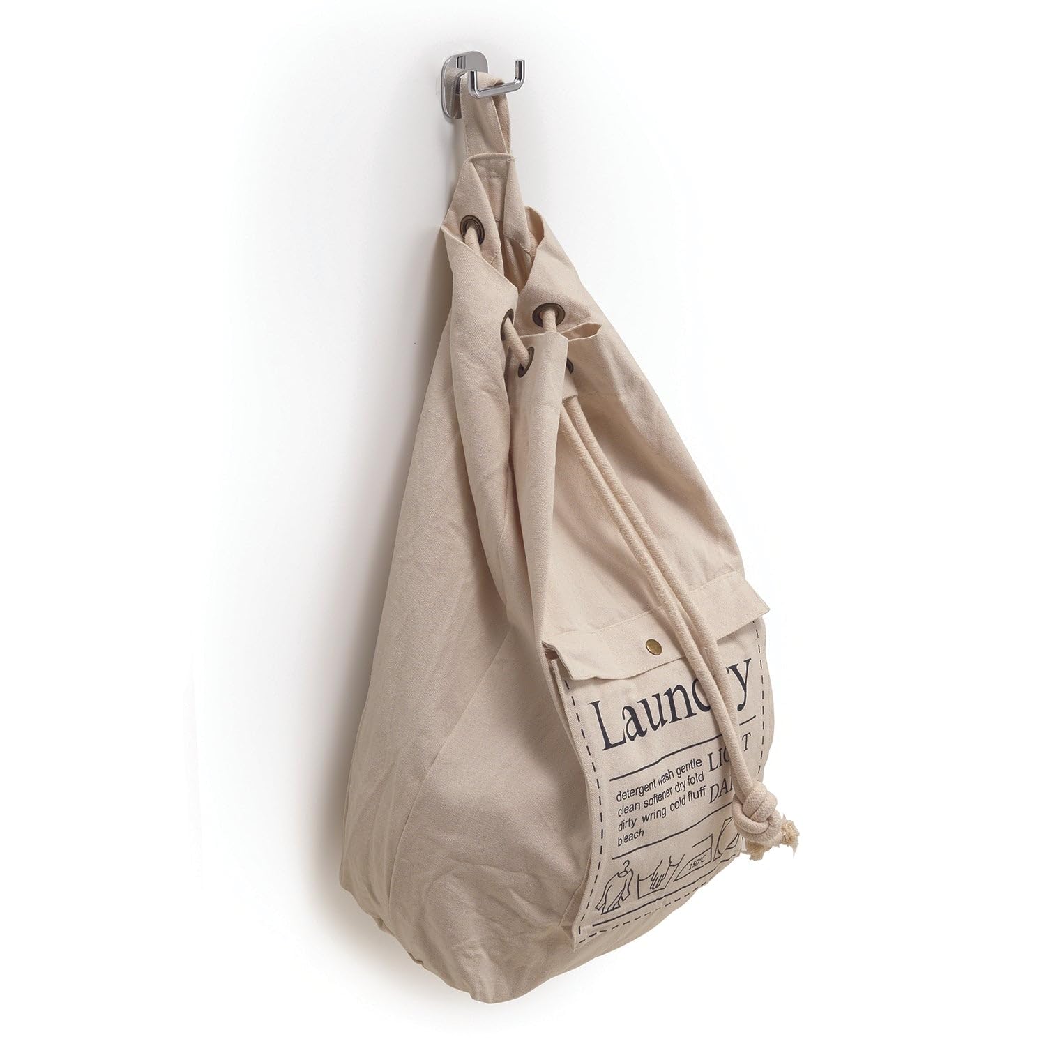 GEDY G-Baggy Laundry Bag with Backpack, Dimensions and Weight: 60 x 34 x 15 cm & 0.5 kg, Fabric Laundry Bag, Champagne/Cream Finish, R&S Gedy Design, 2 Year Warranty