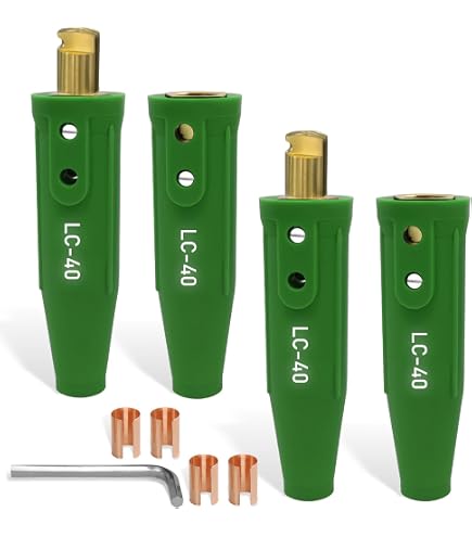 RX WELD LC40 Schweißkabelverbinder Set – Stecker & Buchse Für Kabel 1/0 Bis 2/0 (50–70 Mm²)