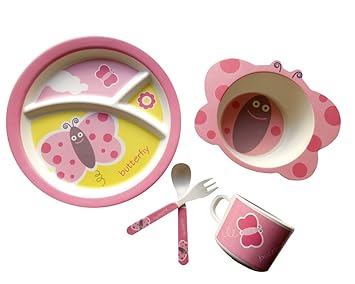 LINAG Platos Infantiles Niños Tazón Plato Taza Fibra De Bambú Bebé ...