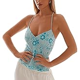 Women Summer Sequin Halter Top Open Back Embellished Tank Top Sleeveless Backless V Neck Camisole Going Out Crop Top