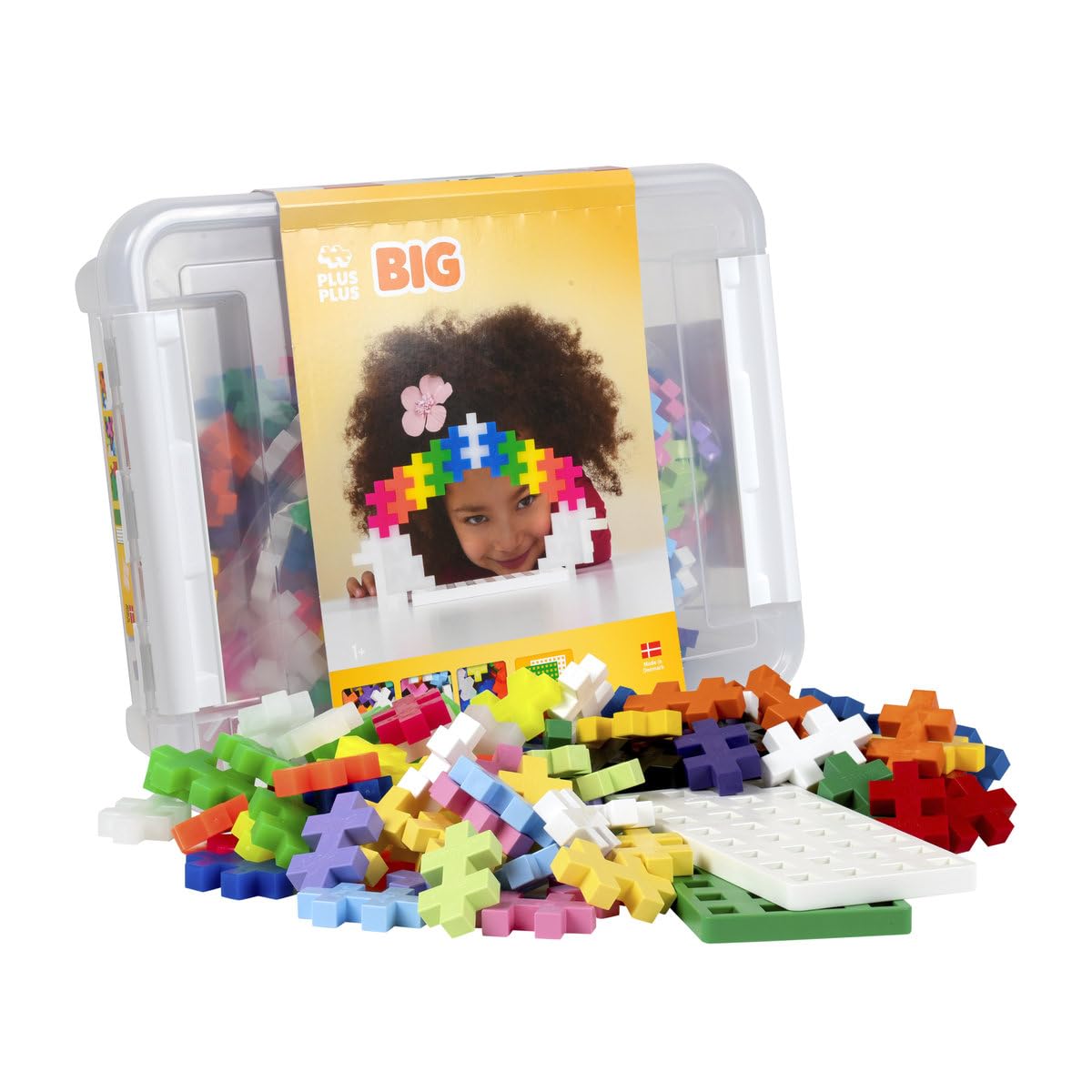 PLUS PLUS BIG - 200 Big pc in Storage Tub - Basic, Neon and Pastel Mix w/Baseplates - Construction Building Steam Toy, Interlocking Large Puzzle Blocks for Toddlers and Preschool