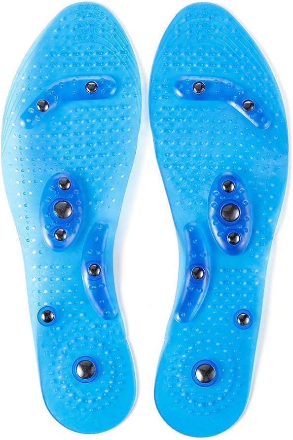 Mespirit MindInSole for Feet Acupressure Magnetic Inserts for Men and Women Massage Foot Therapy Reflexology Pain Relief Helps Burn Fat Cutable Fits Washable(Blue）