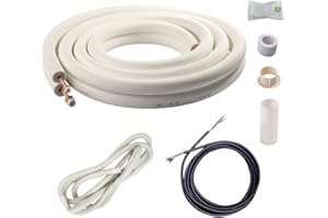 Wostore 16 Ft. Line Set 1/4&1/2 Inch 3/8 PE for Mini Split Air Conditioner Insulated Coil Copper Pipes HVAC with Fittings