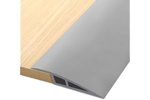 Floor Transition Strip Vinyl Door Threshold - Self Adhesive Carpet Edging for Laminate Doorway Edge From 2/5" to 3/5" (Gray, 
