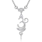 HUKKUN Om Breathe Symbol Necklace Sterling Silver Lotus Pendant Cubic Zirconia Om Symbol Jewelry Gifts for Women