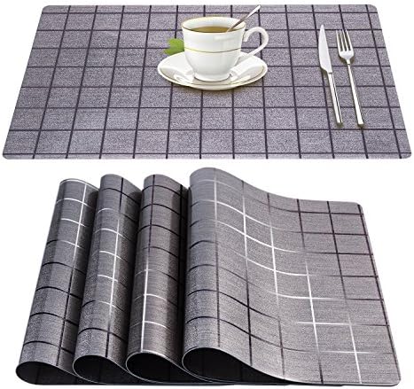 Xzhiyao Placemats PVC Set of 4 Soft Tablecloth Vinyl Non-slip Heat Insulation Anti-fouling and Waterproof Mats are Suitable for Family Kitchen Hotel Coffee Shop Dinning Restaurant