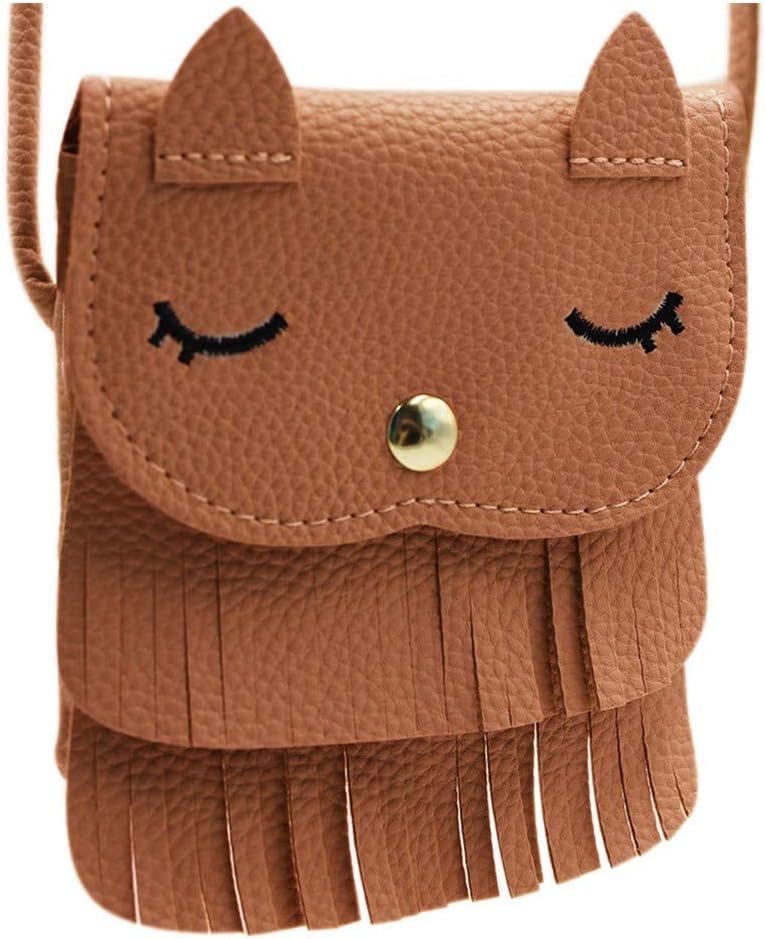 Cat Tassel Shoulder Bag Small Coin Purse Crossbody Satchel for Kids Girls