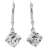ORO LEONI 14K White Gold Cushion Cubic Zirconia Dangle Earrings for Women