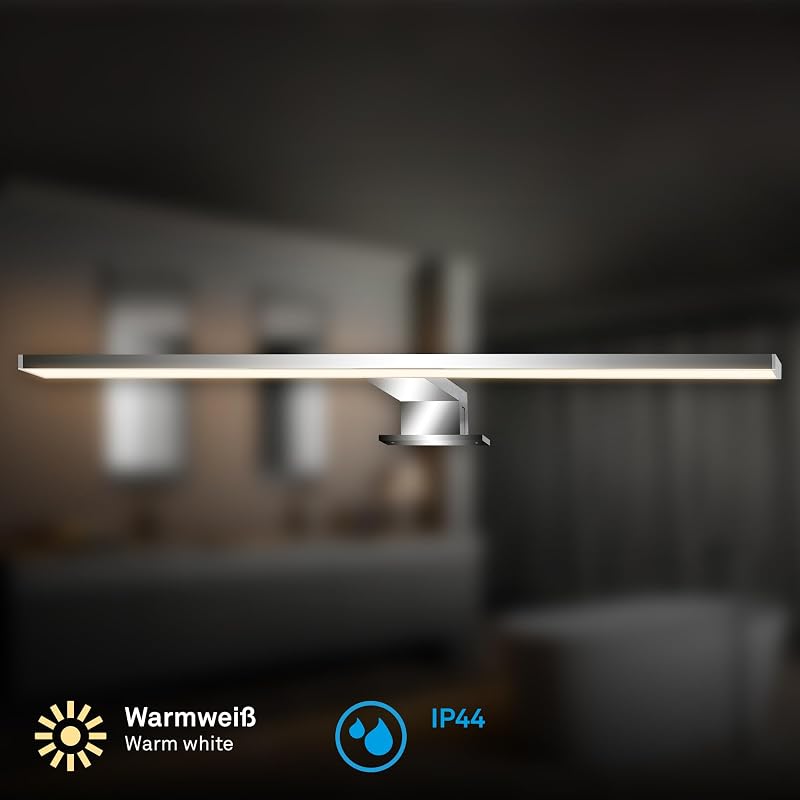 - Lampada specchio bagno 2 in 1 montaggio, IP44 protezione dagli spruzzi d'acqua, luce specchio bagno, 50 x 10,5 x 4 cm, cromo