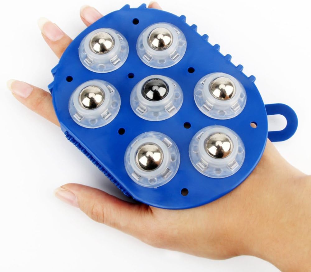 Letigo Handheld 360 Degree Spin 7 Piece Steel Ball Roller Slimming Body Massager Brush Bath Washing Brushes