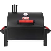 Feasto Portable Tabletop Charcoal Grill, 354 sq.in Cooking Area | with Cast Iron Grates &amp; Temp Gauge, Small BBQ Grill for Camping, Picnic, RV, Outdoor Patio, Grey