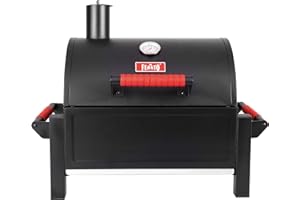 Feasto Portable Charcoal BBQ Grills with Cast Iron Grates, Tabletop Charcoal Grills with 354 Sq. In Cooking Area, for Outdoor Camping and Picnic, Black, L26.8’’x W20’’x H21.3’’