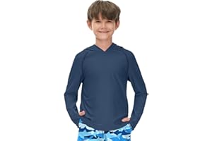 BesserBay Boys Sun Protection Hooded Long Sleeve Thumb Holes Rashguard Shirt 1-14 Years