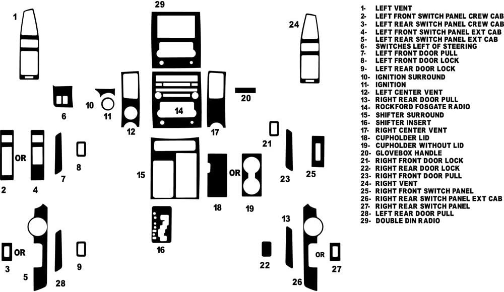 Rvinyl Rdash Dash Kit Decal Trim for Nissan Titan 2008-2012 - Carbon Fiber 3D (Silver)