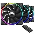 CP3 RGB Fans 120mm 3 Pack Addressable PC Case Fans Dual Lighting Loop Quiet Computer Fan Compatible with Aura Sync, PWM PC Fa