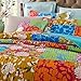 Tache Home Fashion Eclectic Cotton 3 Piece Colorful Flower Power Party Patchwork Quilt Set, King