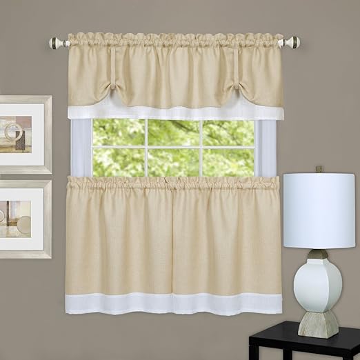 Amazon Com Designer Home Woven Trends Two Tone Window Curtain