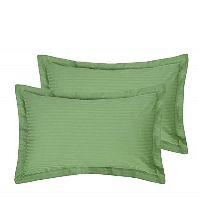 Buy Cotton Oxford Pillow Cover Set of 2, Sage Stripe Pillow Cases 600