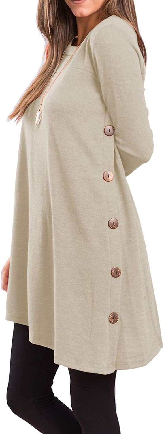 Yidarton Womens Long Sleeve Jumper Dress Casual Knitted Button Tunic