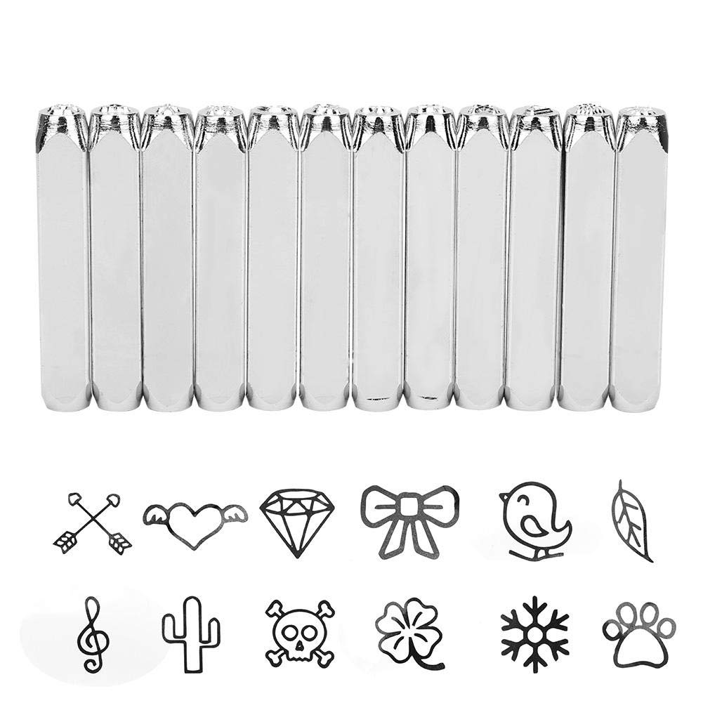 Metal Punch Stamp Nature Theme Stamping Tool Carbon Steel Stamp Punch Metal Jewelry Making Leather Wood12pcs 6mm 1/4" Stamps Punch Set Leather Tools