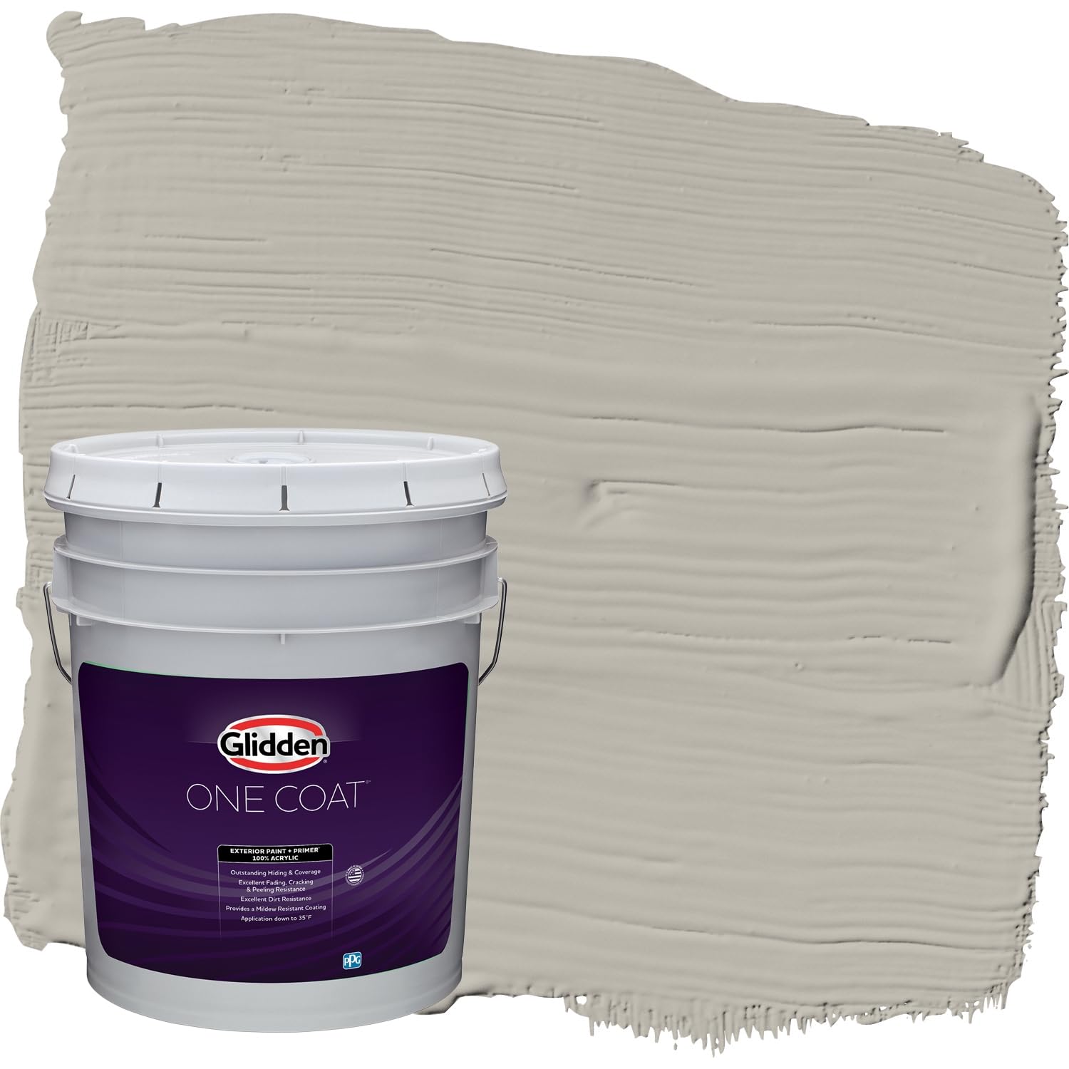 Glidden Exterior Paint + Primer: Gray/Ghost Writer, One Coat, Satin, 5-Gallons