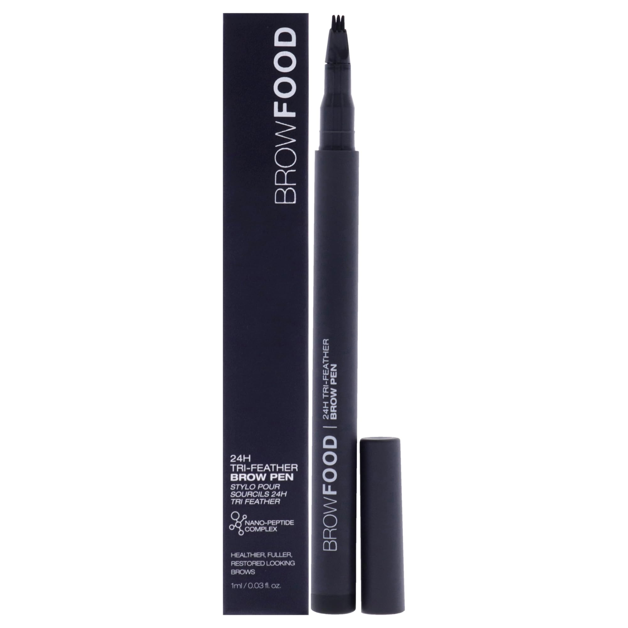 LashFood BrowFood 24H Tri Feather - Charcoal For Women 0.03 oz Eyebrow Pencil
