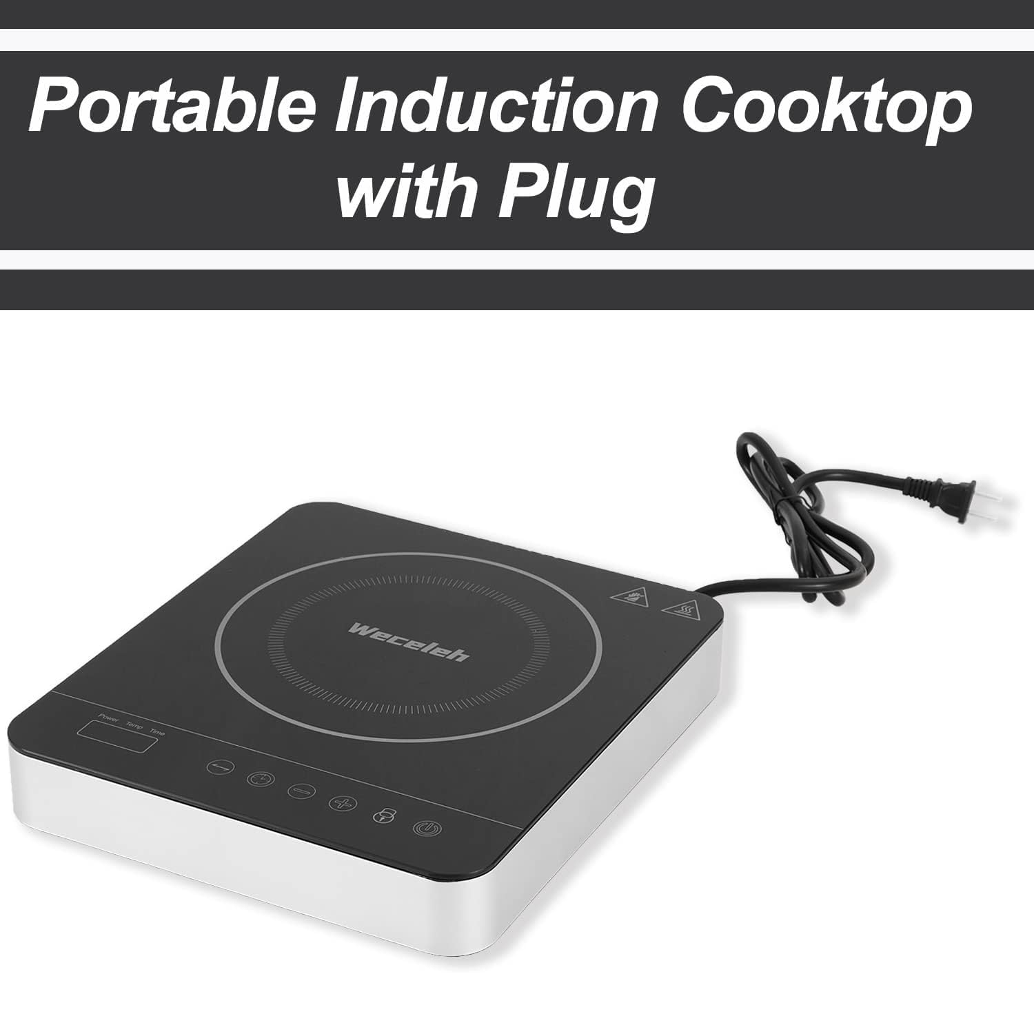 1800W Portable Induction Cooktop With 9 Power Levels, 3 Hours Timer, Child Safety Lock, Overheat Protection - Glass Electric Hot Plate (10.6'' x 12.2'' x 2.36'')