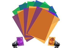 CLESDF Halloween Gel Filter, 12 Pcs Halloween Correction Gel Light Filter in 4 Colors, Transparent Color Film Plastic Sheets for Landscape Lights, Ground Lights and More, A4 Sizes