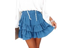 Aoudery Flowy Shorts for Women Casual Ruffle Tiered Skorts High Waist Mini Tennis Golf Skirt Boho Summer Shorts