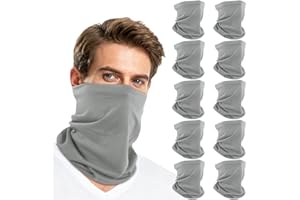 SUNLAND 10 Pack Neck Gaiter Bandana UV Dust Protection Face Covering Elastic Face Scarf