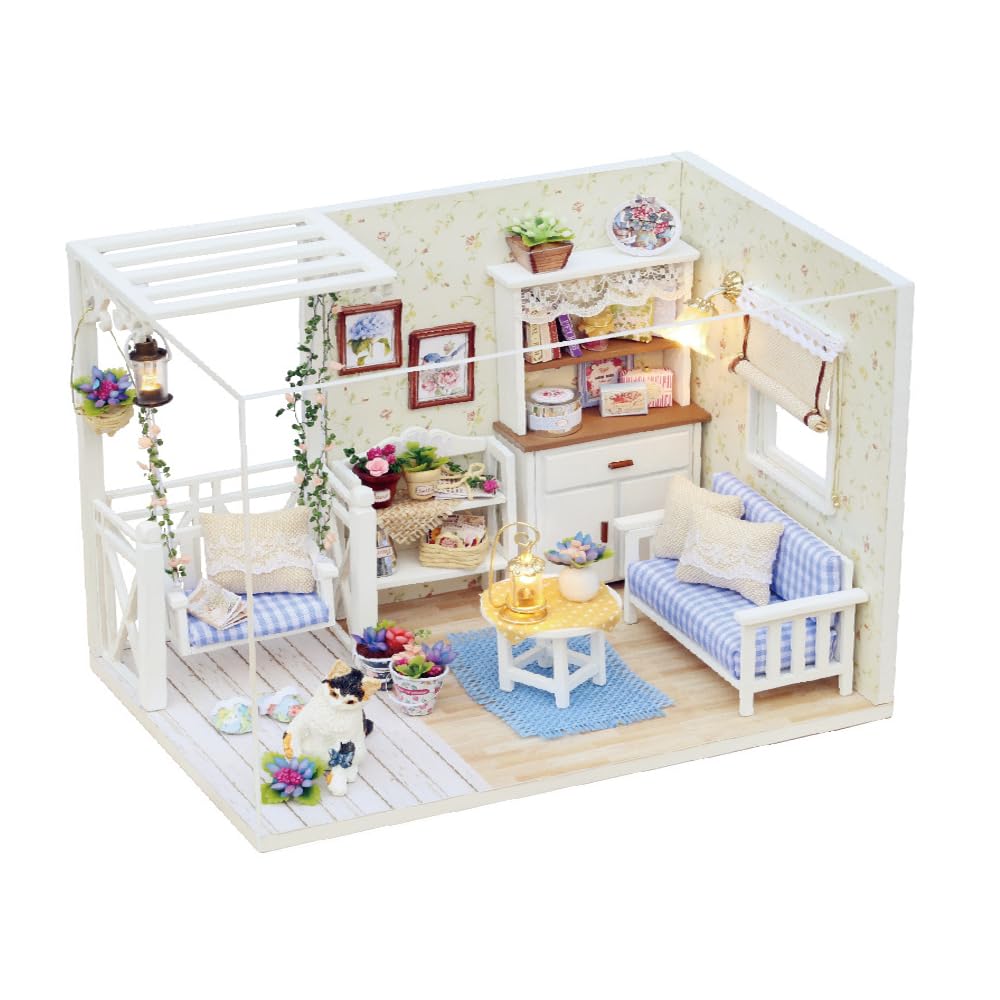 Ieron DIY Miniature House Kit Wooden Doll House with Accessories DIY Miniature Dollhouse for Adults and Teens Mini Dolls House Home Desk Decoration(Kitten Diary)