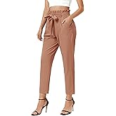 GRACE KARIN Women Work Pants, Paper Bag High Waist Bow Tie Dressy Trousers, Office Business Casual Outfits