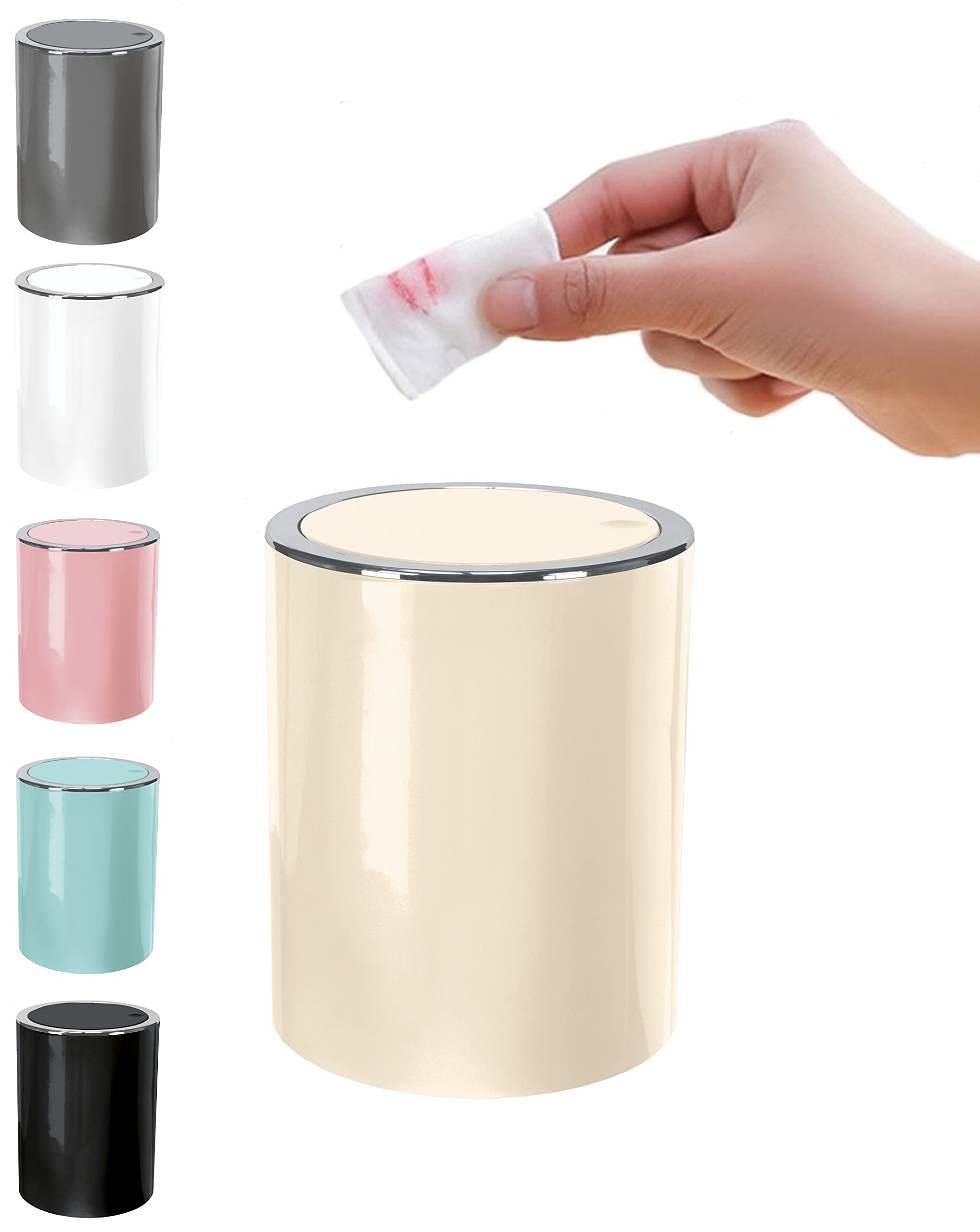 KW "Clappe" 1.7Ltr Counter Top Waste Bin/ Mini Swing Bin/ Compost Bin (Cream)