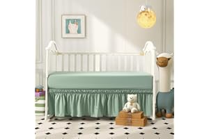NookZuzu 2 Piece Light Sage Green Crib Bed Skirt Fitted Sheet,Crib Sheet Bed Set for Toddlers Baby,52"x28" with 8" Pocket Cri