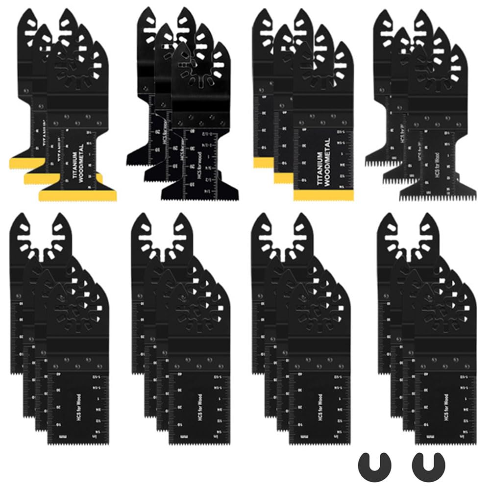 28PCS Oscillating Saw Blades Set, Include 6PCS Titanium Multitool Blades Cut Saw Blades Fast Speed Cutting for Wood, Metal for Dewalt Rockwell Milwaukee Makita Ryobi