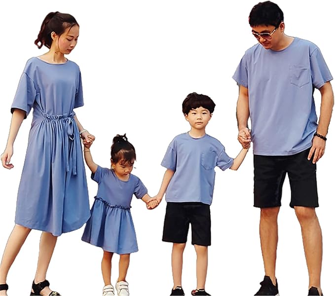 Amazon Co Jp 親子 ペアルック ポロシャツ 可愛い おそろい 親子服 夏 シンプル 親子 ブルー ワンピース シンプル S M L Xl 2xl 3xl 子供身長70 140cmまで対応 大人 40kg 100kgまで対応 服 ファッション小物
