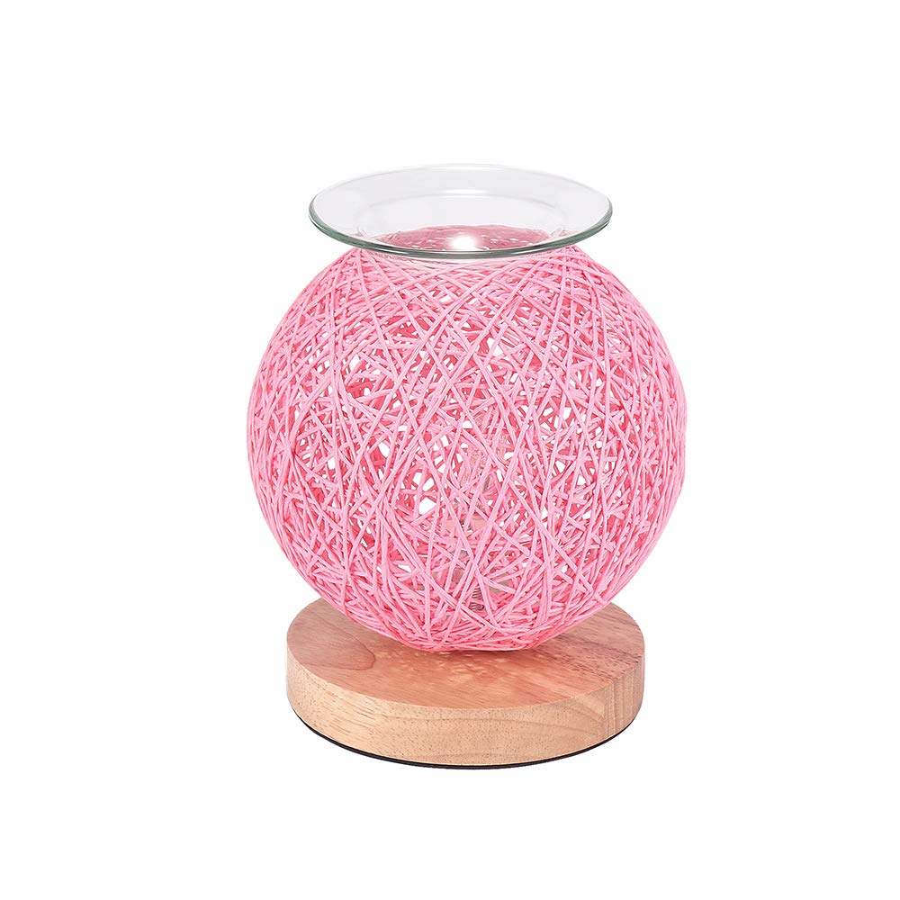 TIEMORE Rattan Electric Oil Burner Scentsy Wax Melt Burner with Light Candle Warmer Night Light for Home Office Bedroom Living Room Gifts & Decoration