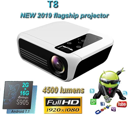 LIBWX El más Nuevo proyector T8 Full HD, Opcional Android 9.0 HDMI ...