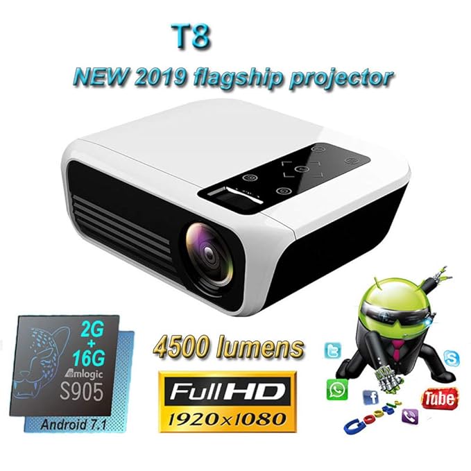 LIBWX El más Nuevo proyector T8 Full HD, Opcional Android ...