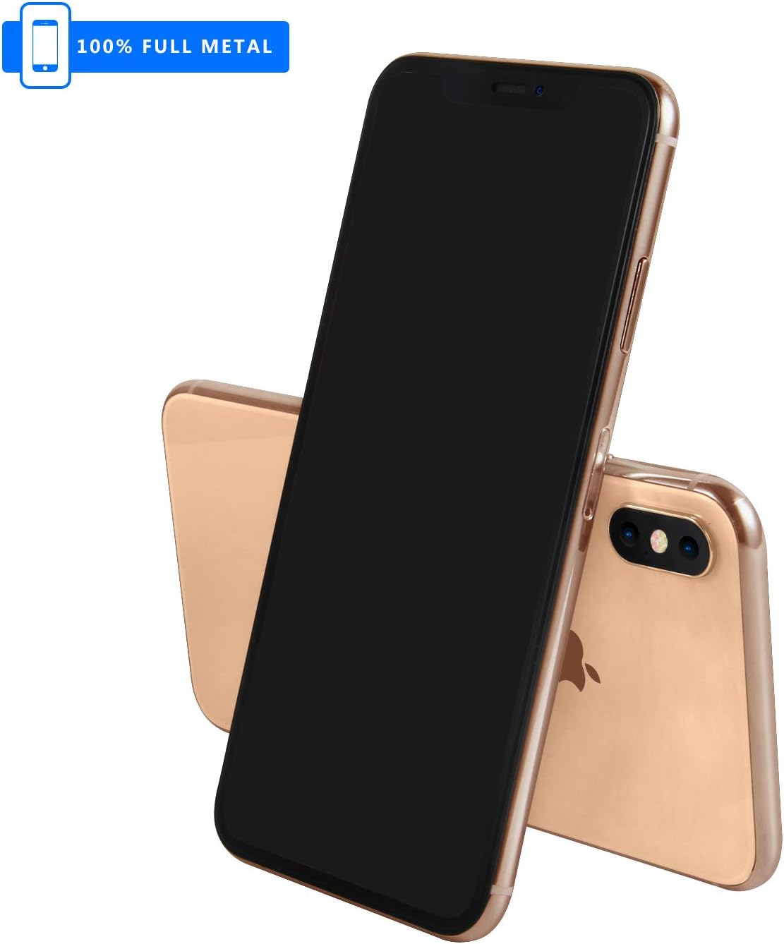 3rd Generation [Full Metal] Fake Dummy Display Compatible with Apple iPhone [Non-Working] 1:1 Scale Phone XS MAX 6.5 inches (Gold Black Screen)