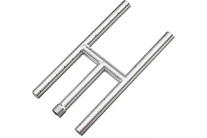 Onlyfire Stainless Steel Fireplace H-Burner for Natural Gas & Propane Fire Pit and Fireplace, 12 x 6 Inch Rectangular DIY Firepit H Burner for Indoor and Outdoor, BTU Max 60,000